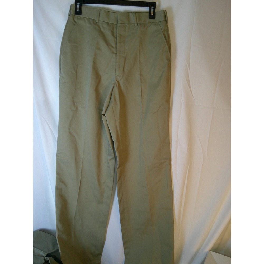 Woolrich Vintage Mens Khaki Chino Trousers Tan Style 1071 Unfinished Hem Size 30